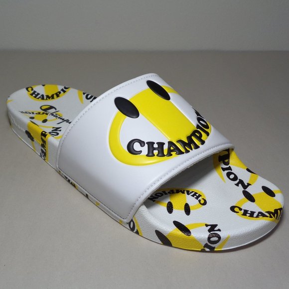 Champion Size 12 M IPO SMILE White Yellow Slide Sandals New Men\'s Shoes main image 4